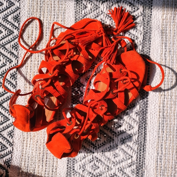 H&M Real Suede Leather Gladiator Sandals - Picture 9 of 16